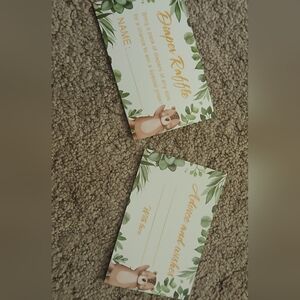 Woodland Diaper Raffle and Advice Cards